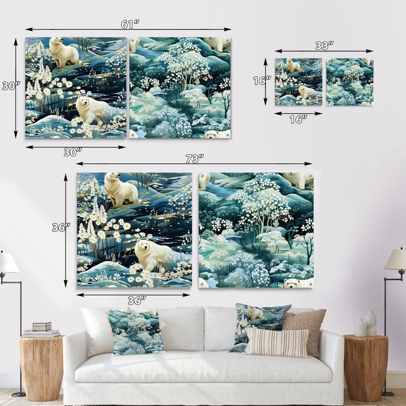Ours polaire arctique - animaux en acrylique, H 16 po x l 33 po