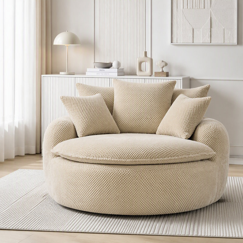 Chaise longue surdimensionnée avec repose-pieds, Tissu taupe, 2