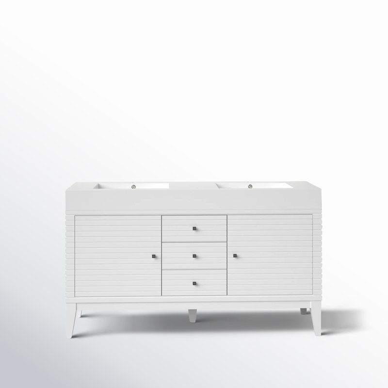 Linear 60'' W Double Vanity, Glossy White, Glossy White