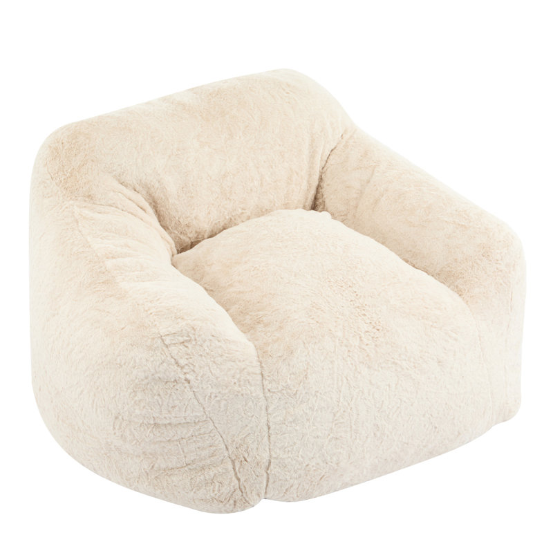 Beige Indoor Bean Bag Armchair With Angled , Defined , Adaptive Shredded Foam, Soft , Good For Relaxing Sessions, 40 In Depth, 38 Width, 25.5 Height, 29.77 Lb Classic Design, Ultra - Soft Breathable
