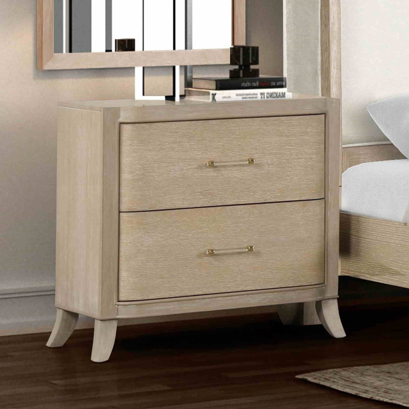 Table de chevet à bord incurvé de style transitionnel avec ports USB
