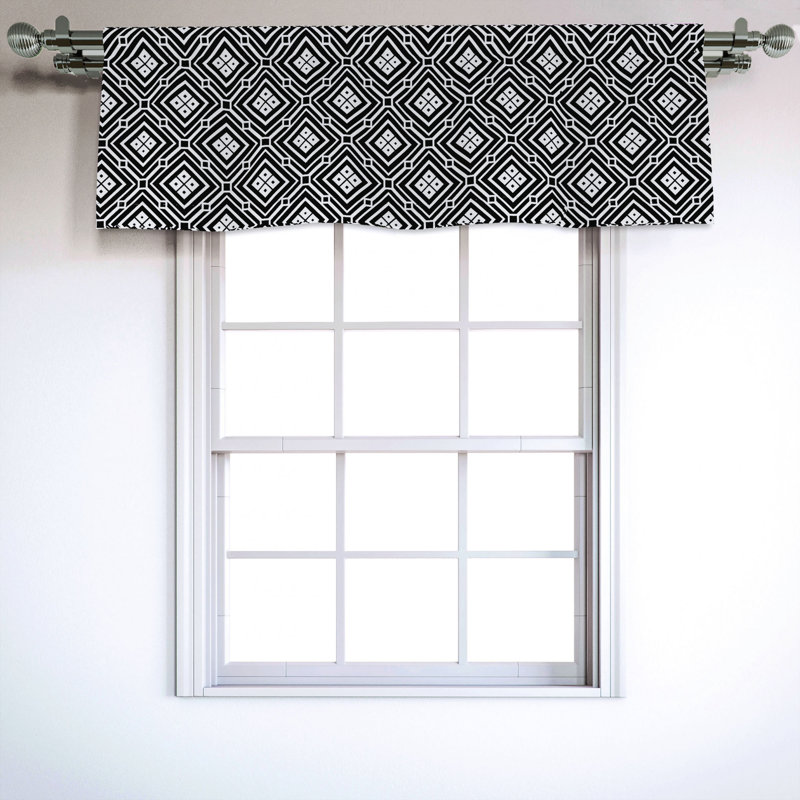 Sateen Geometric Ruffled Window Valance