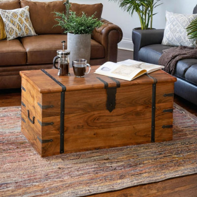 Balic Solid Wood Trunk Coffee Table with Storage