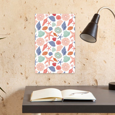 Bord de mer, motif de coquillages délicats, étoile de mer, art mural côtier