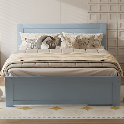 Platform Bed With Drawer And Two Shelves