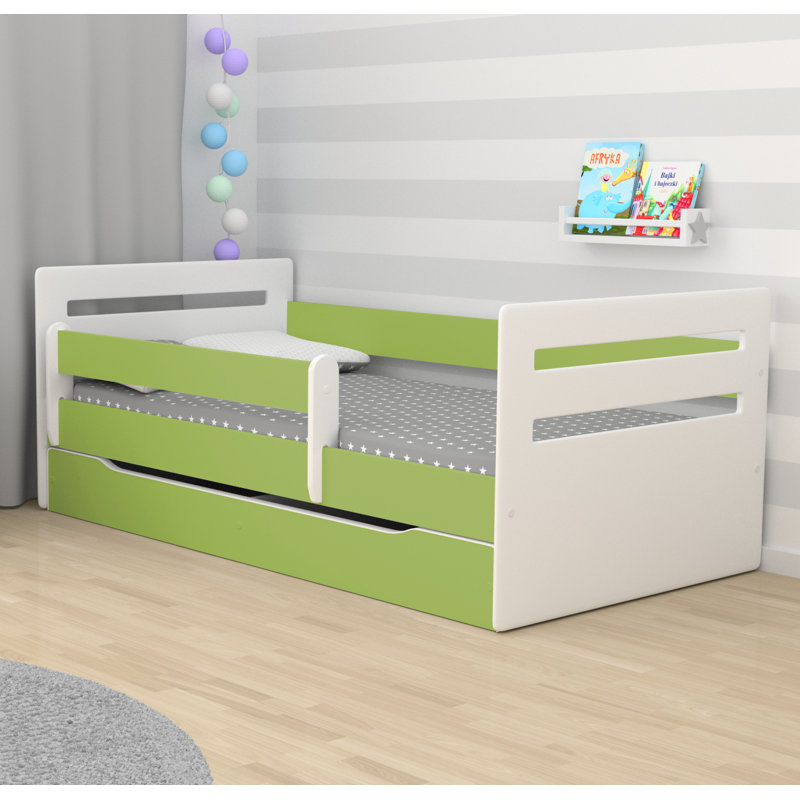 Molly Drawer Convertible Bed and Mattress, Grey, European Toddler (80 x 180 cm)
