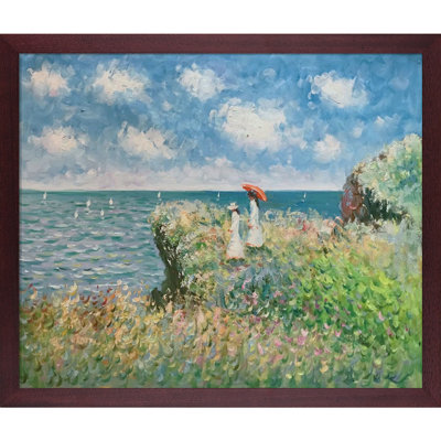 «Cliff Walk at Pourville» par Claude Monet - reproduction d'art sur toile encadrée