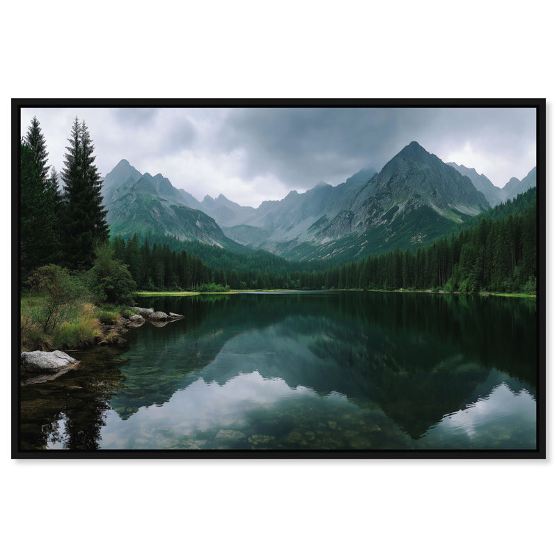 Mountain Mirror I Print by Oliver Gal, 31" H x 46" W, Black Floater Frame