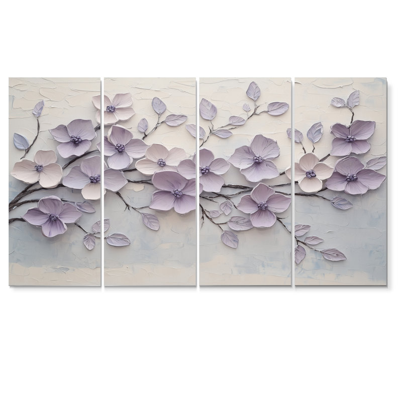 «Mauve mauve lilas Melody I», ensemble d'art sur toile lilas, H 32 po x l 64 po