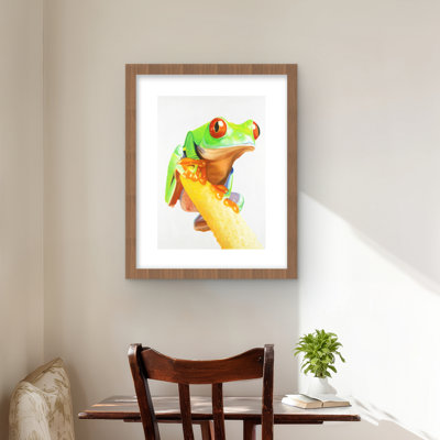 Curious Red Eyed Frog - Livingroom Reptile Print for Decor
