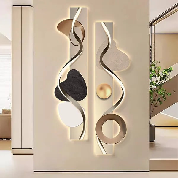 Art mural abstrait géométrique 39,4 po multicolore avec rétroéclairage DEL
