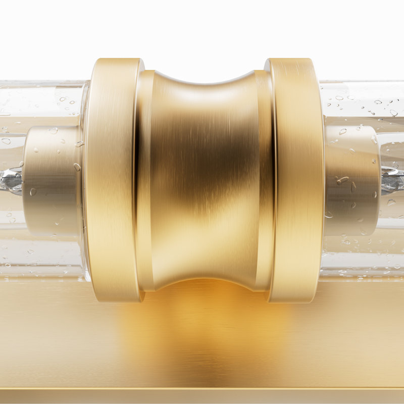Lenlock 22" Gold Vanity Light with Clear Seeded Glass Shades