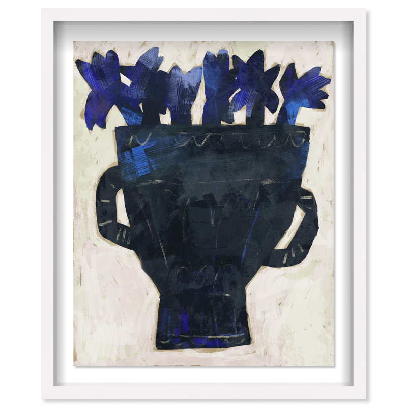 Indigo Vase II Shadowbox Floral & Botanical Print by Oliver Gal, Black Frame, 16 x 20, 21.5"H x 17.5"W, White Shadowbox