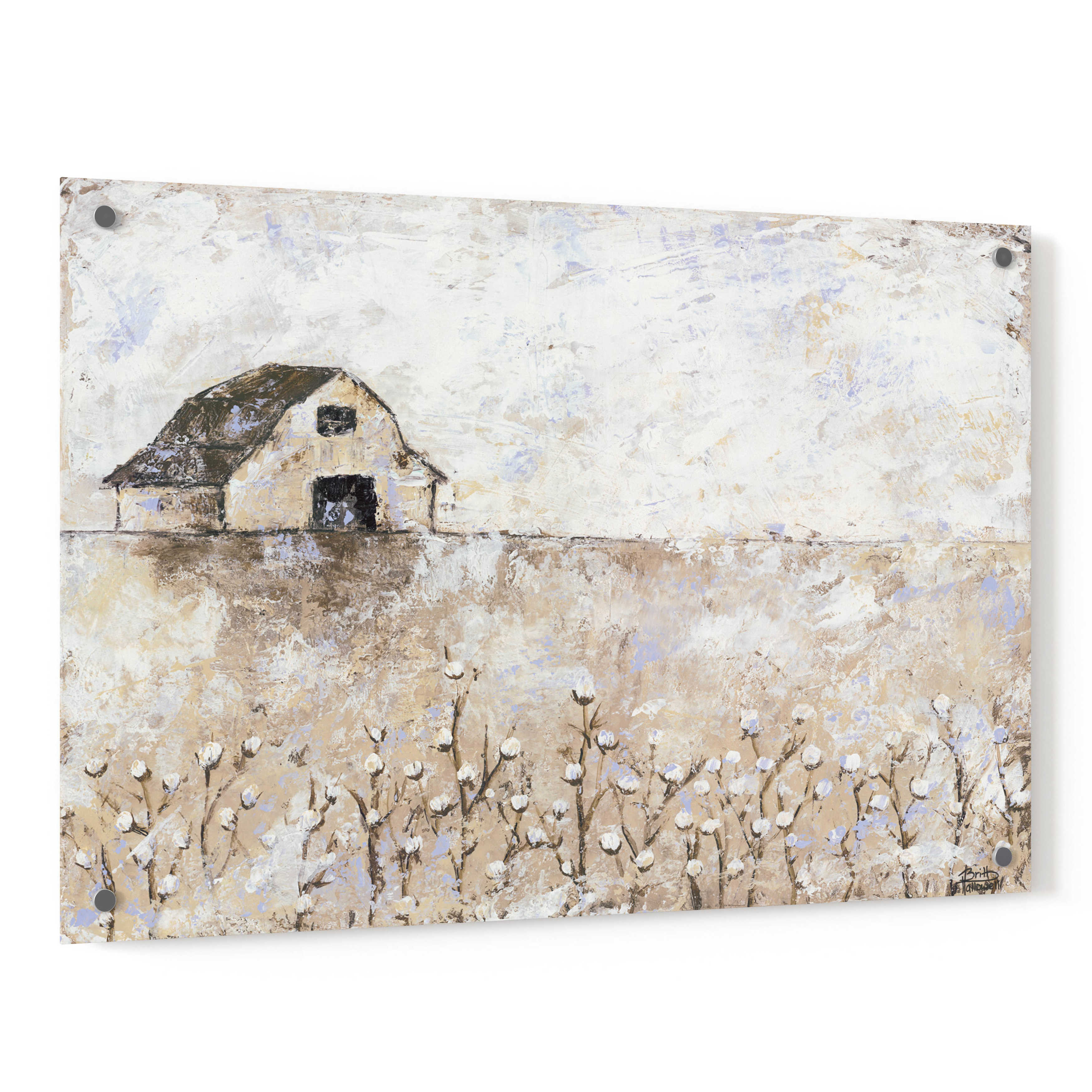 August Grove® Cotton Farms by Britt Hallowell - Unframed Painting | Wayfair