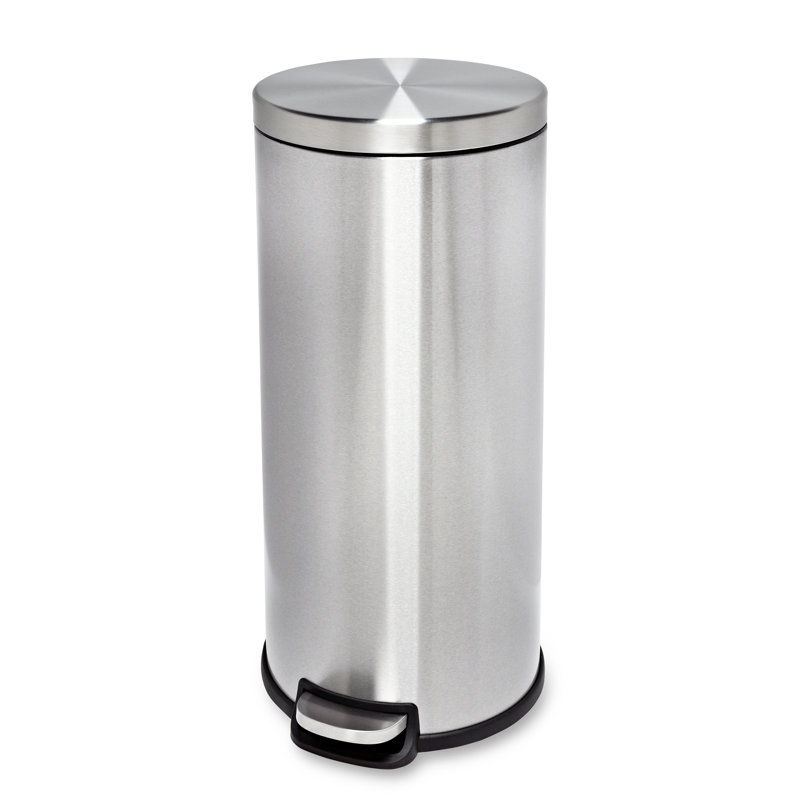 Poubelle à pédale en acier inoxydable 7,9 gallons, H 25 po x l 11,4 po x P 11,4 po