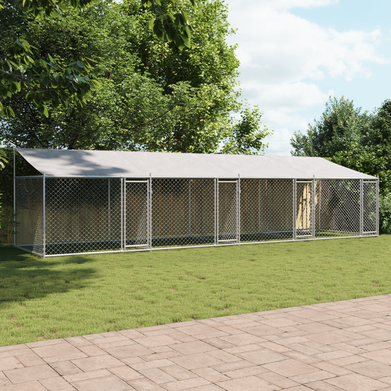 Vidaxl Dog Cage Grey Galvanized Steel, Water-Resistant Fabric Extra Large