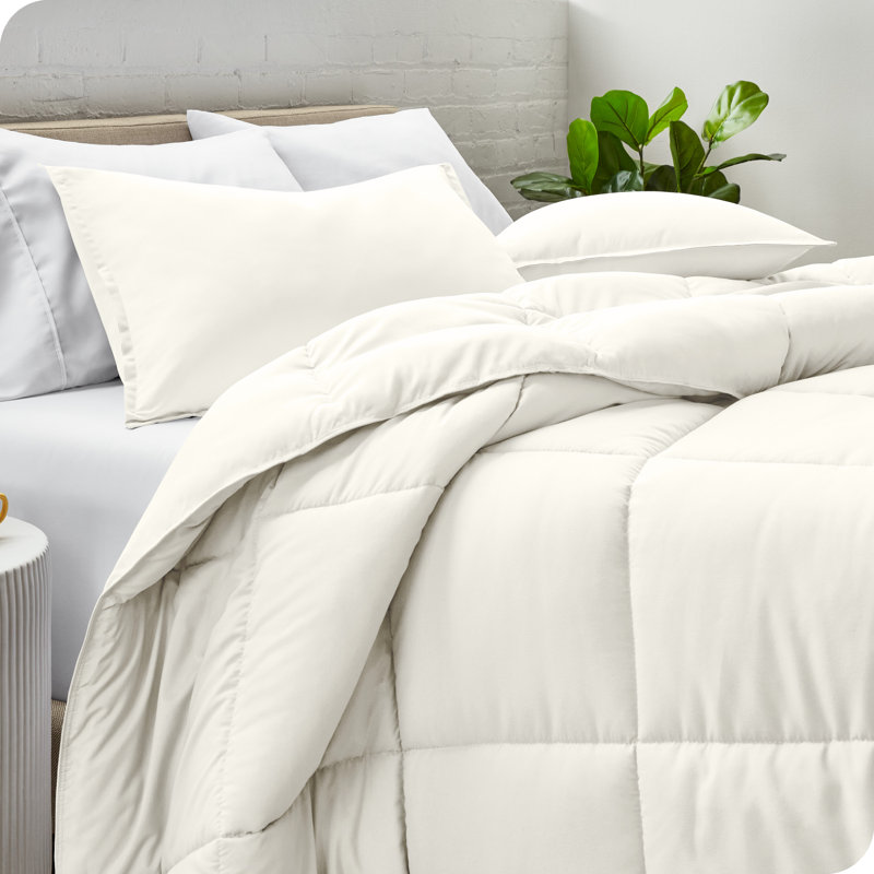 Traditional Box Stitch Comforter, Cream