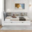 Lit plateforme avec lit gigogne, tablettes de rangement, tête de lit tapissier et plateau de rangement rotatif-135770560-107879255
