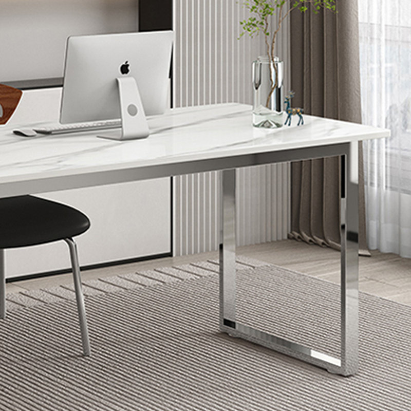 Bureau en acier inoxydable Minimalist, Blanc, H 29,52 po x l 51,18 po x P 27,55 po