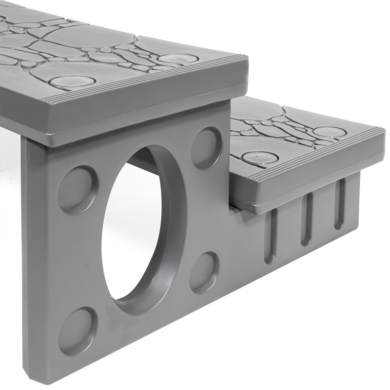 Gray Lightweight Polyethylene 2-Step Spa and Hot Tub Deck Steps