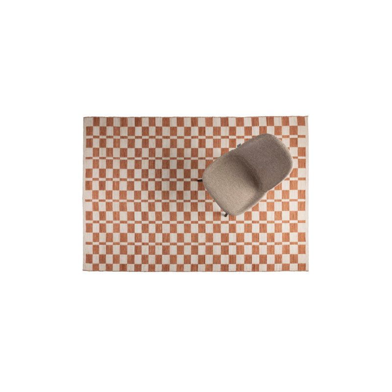 Rug Checkered Area Rug in Beige
