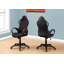 Chaise de bureau, jeux, hauteur réglable, pivotant, ergonomique, accoudoirs, bureau d'ordinateur, travail, tissu noir et rouge, métal noir, contemporain, moderne