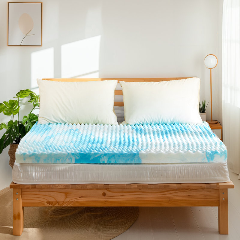 Wolken 3'' Egg Crate Gel Memory Foam Mattress Topper, Mattress Topper with Infused Cooling Gel, Queen