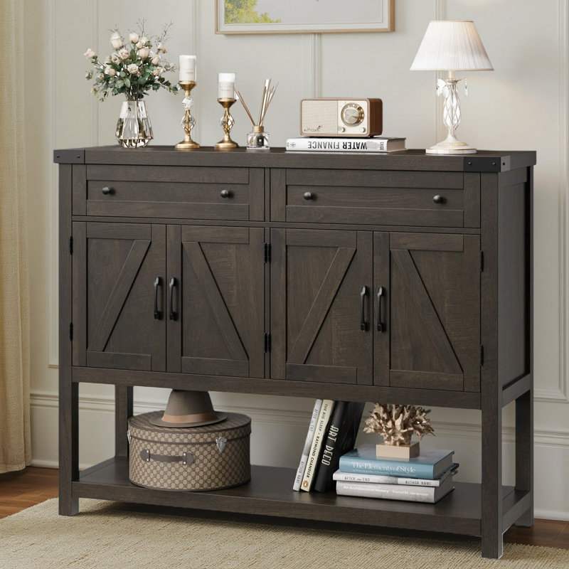 Console en bois 47,2 po Darius, Base brun foncé / plateau brun foncé
