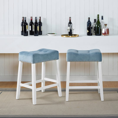 Ensemble de 2 tabourets à hauteur de comptoir en velours Morovo