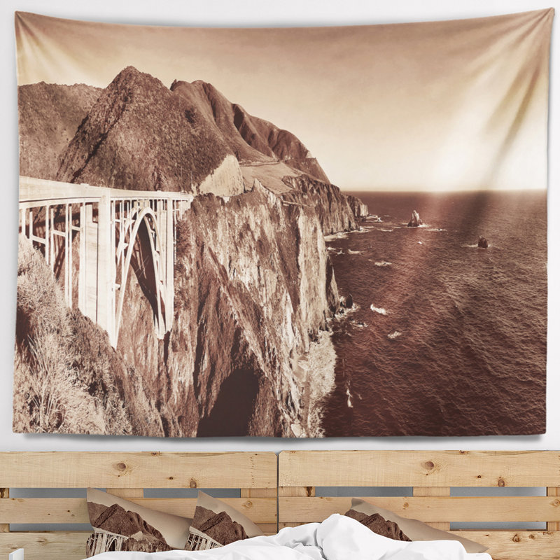 Tapisserie panorama landscape bixby bridge view, H 78 po x l 92 po