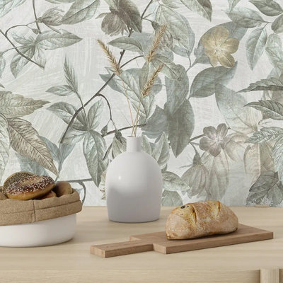 Soft Sage Botanical Leaf Wallpaper Peel And Stick Roll Premium