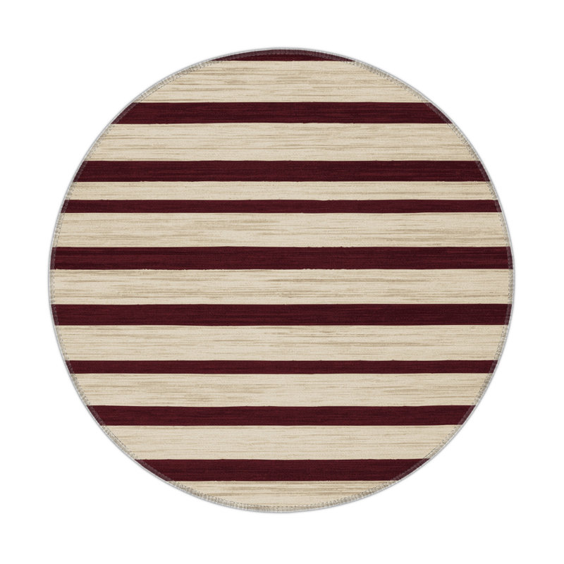 Tapis intérieur / extérieur beige HorizontalStripes, Rond 5 pi