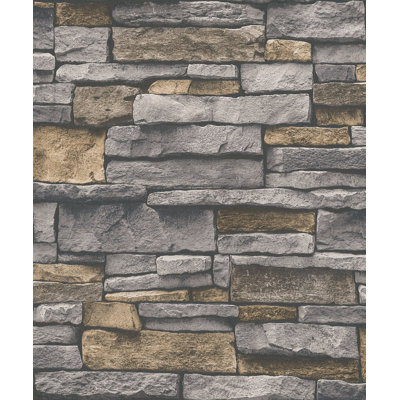 Bricks and More Collection Black Sandstone Splendour Wallpaper Roll
