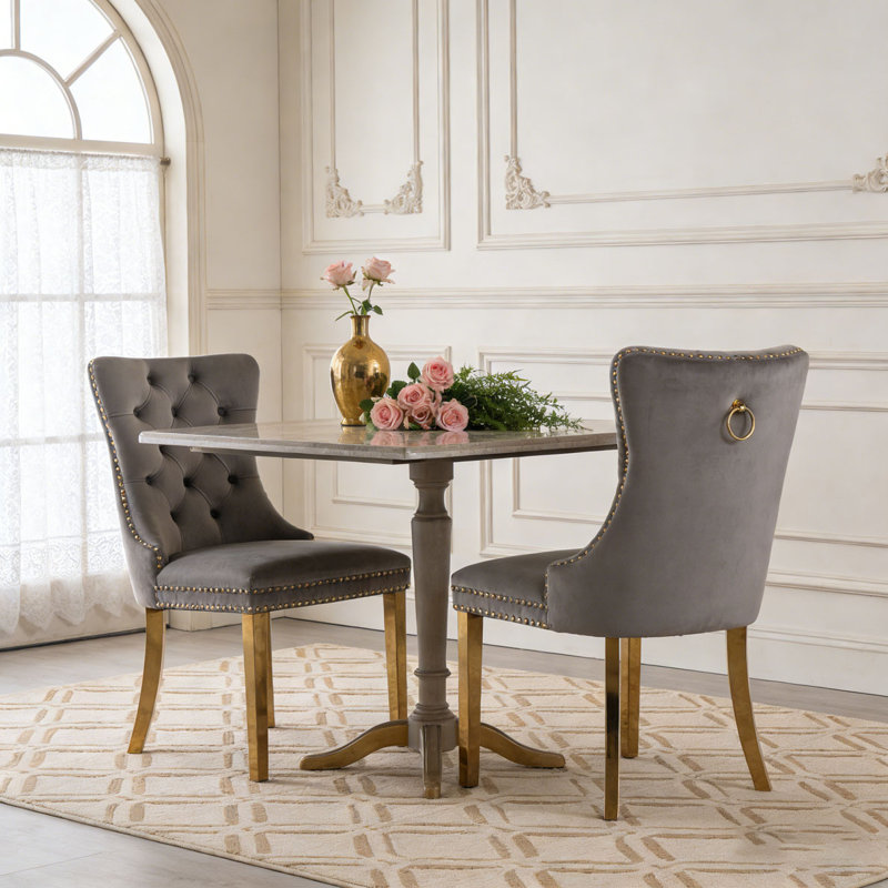 Chaise rembourrée en bois massif, Gris