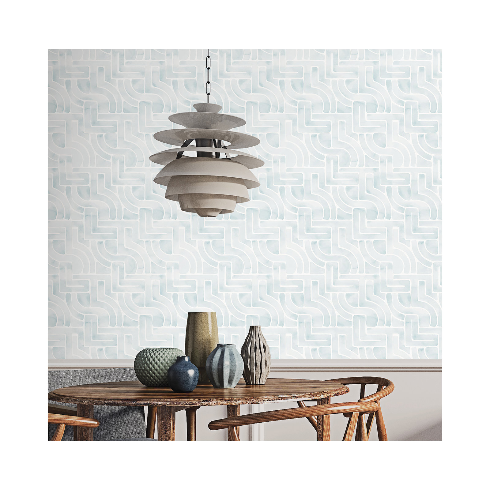 Modern Peel & Stick Geometric Wallpaper, Blue