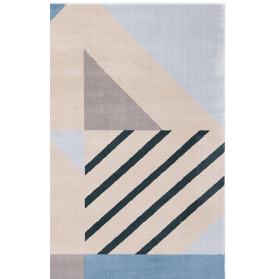 Tapis beige à motif géométrique Aslin