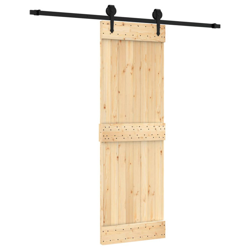 Porte coulissante avec quincaillerie Vidaxl, 27,6 po x 82,7 po, Noir/naturel