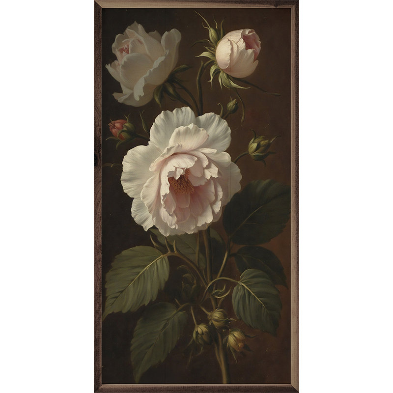 Pivoines rétro ivoire, H 36 po x l 18 po