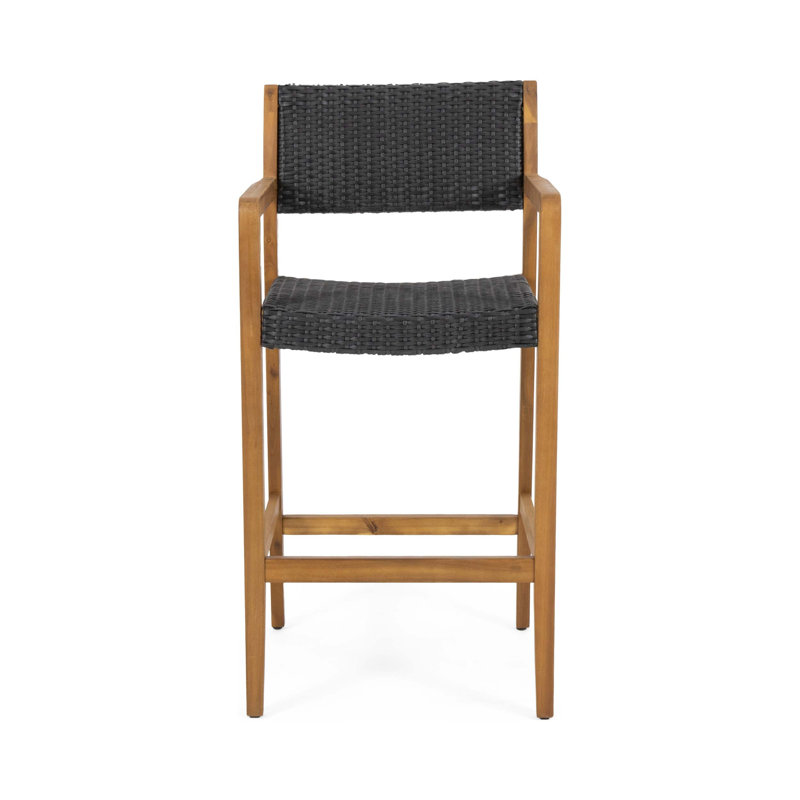 Tabouret en osier et bois