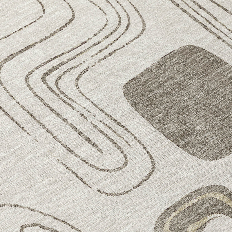 Machine Washable Indoor/Outdoor Claudian ACN1670 Beige Rug, Rectangle 1'8" x 2'6"