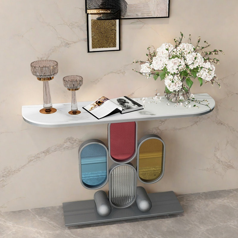 Console Modern Luxury, Argent argent, Blanc