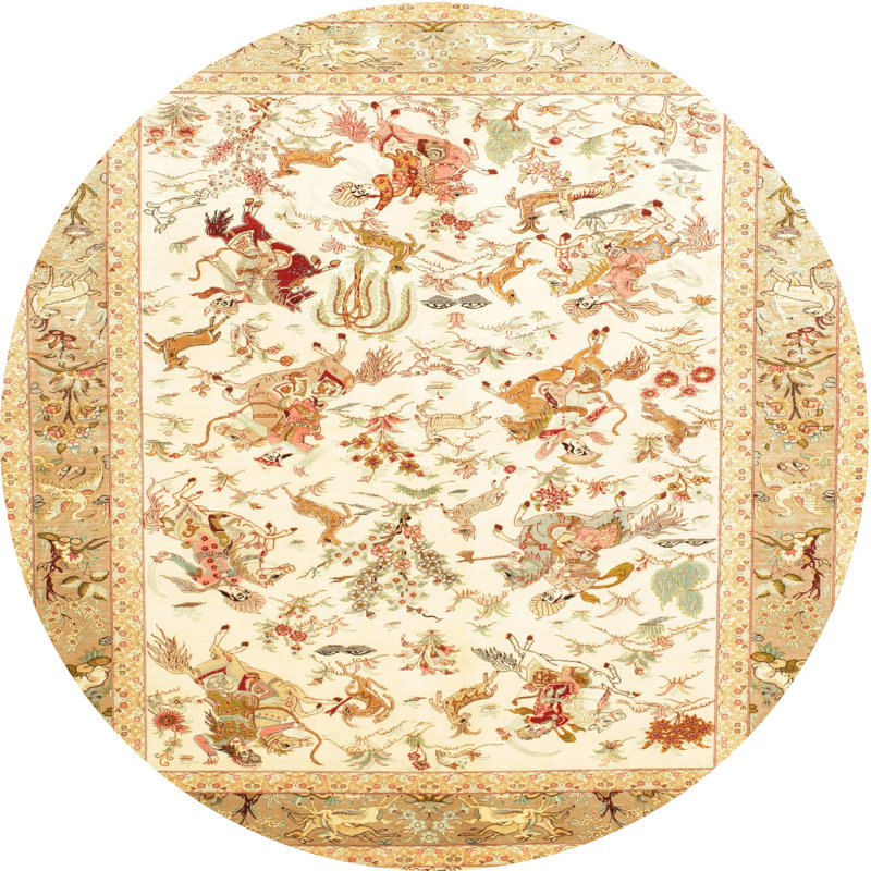 Cartha Oriental Indoor Rug, Round 4'