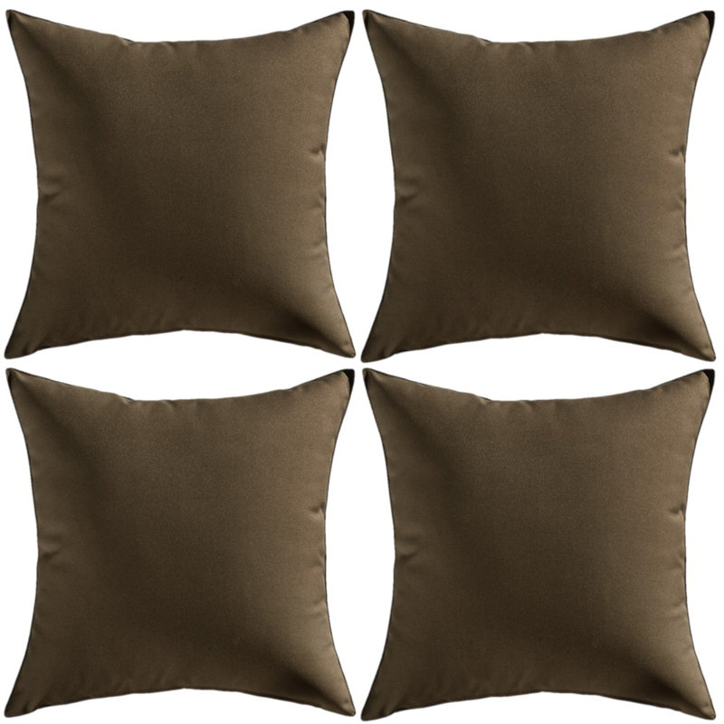 Ensemble de 4 housses de coussin imperméables pour l'extérieur, 20 po x 20 po, Brun, Carré