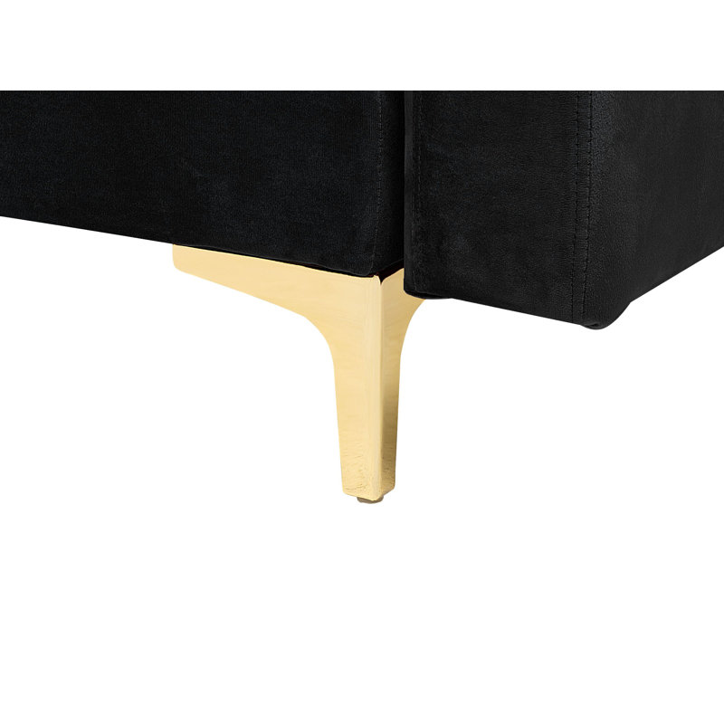 Childers 5 Seater Velvet Sofa Bed, Right Hand Facing, Black