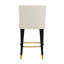 Tabouret de bar moderne en tissu avec repose-pieds circulaire au fini doré, design sophistiqué et luxueux-341880167