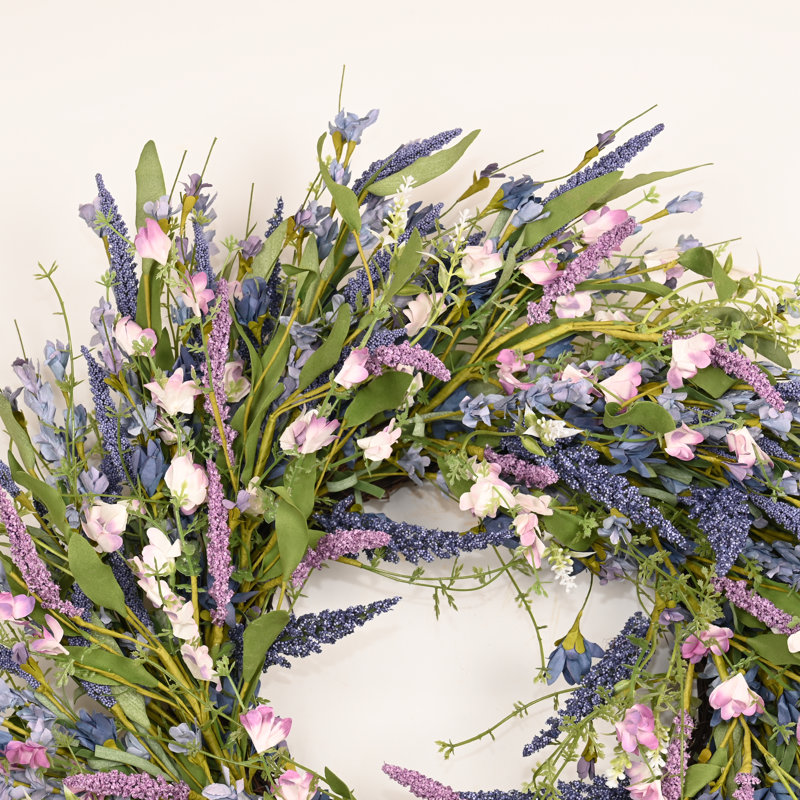 Couronne de porte artificielle 22 po, Vert/mauve