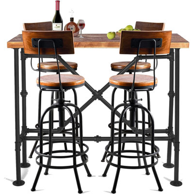 Table et chaises pour bureau à domicile, pub, pub, bar, bistro, table à manger rectangulaire pour 2 à 4 personnes