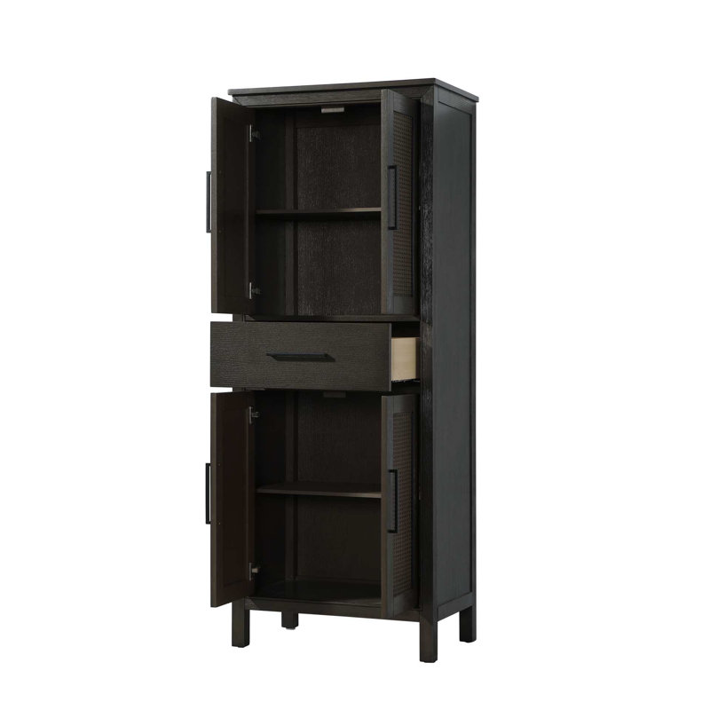 28 Inch Bath Storage Cabinet in Chocolate Oak, Chocolate Oak, 72" H x 28" W x 72" D