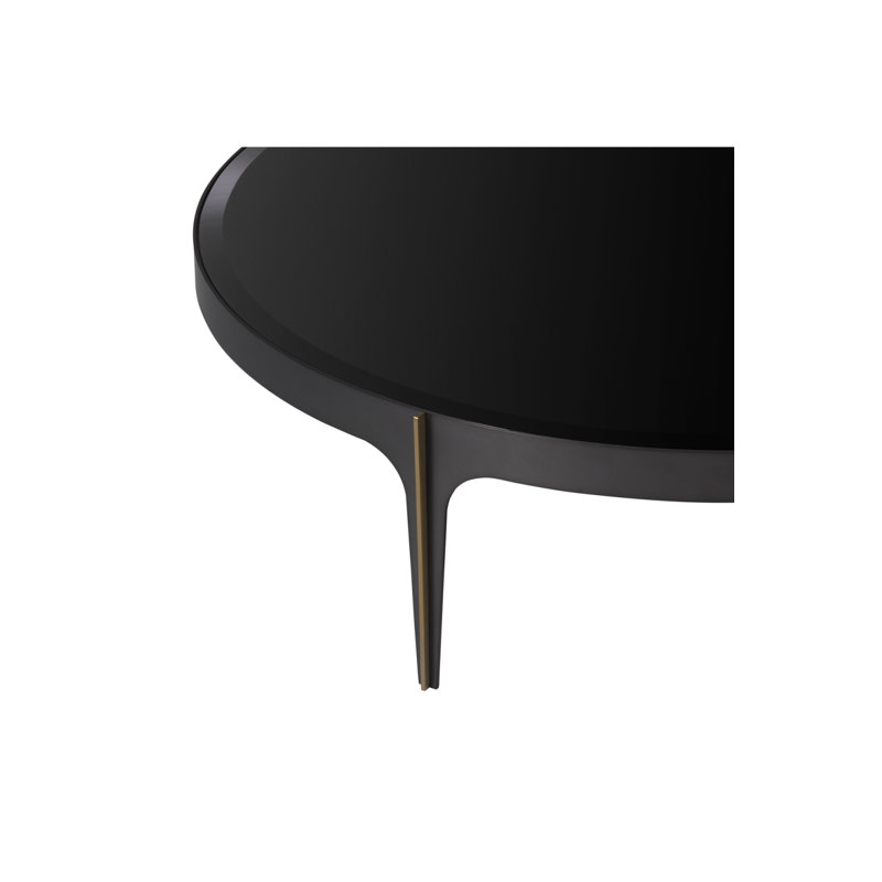 Artemisa Round Black Marble Coffee Table with Brass Accents