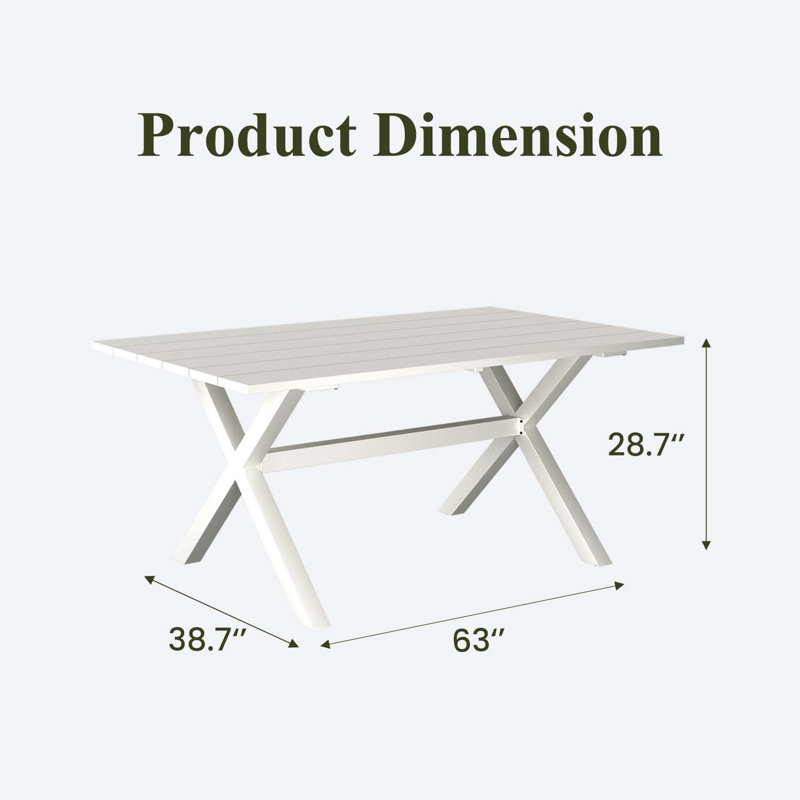 Rectangular Outdoor Dining Table , 160cm W 98.3cm D, White